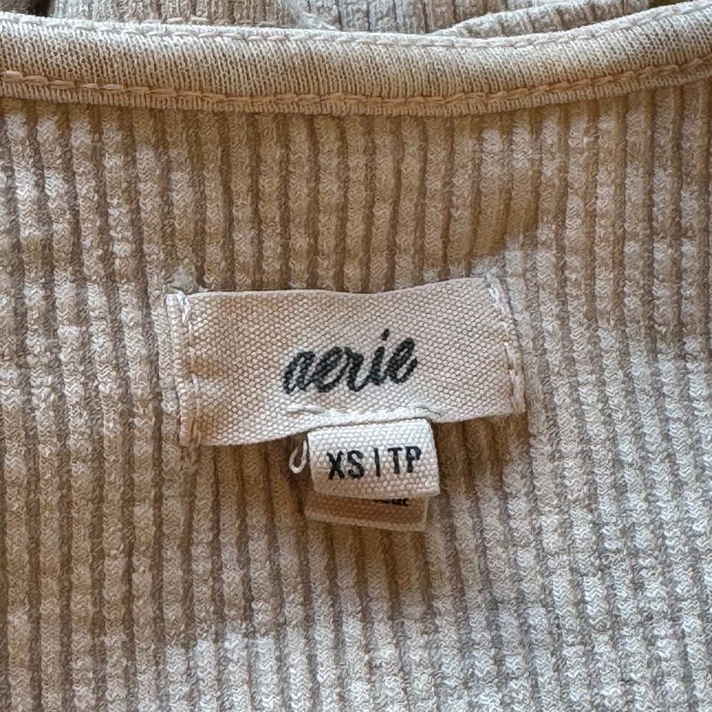 Aerie Ribbed Open Back Fitted T-Shirt Empire Cream Clean Girl Minimalist - XS - Picture 7 of 11
